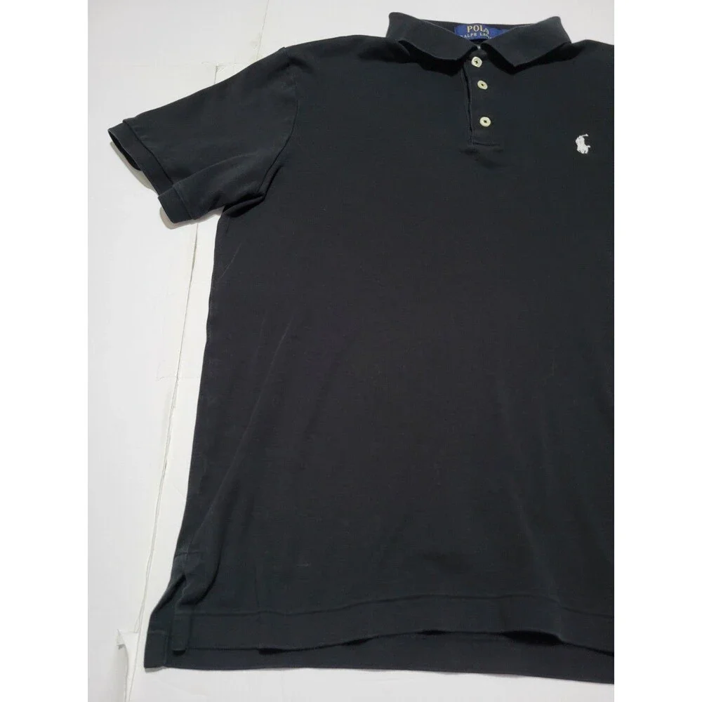 (#18) Polo Ralph Lauren Large Black Classic Fit Short Sleeve Size Men's M